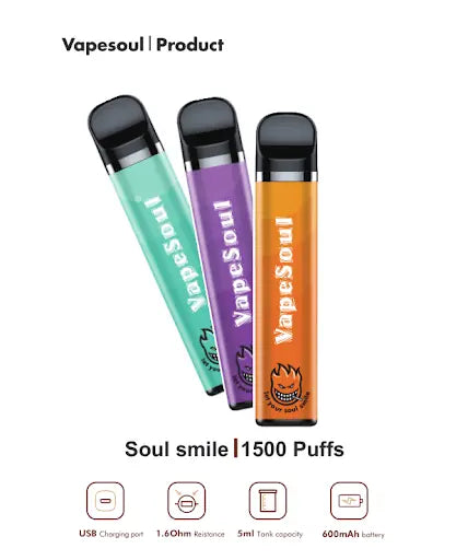 VapeSoul Smile II Rechargable Disposable Vape (1500Puffs) India  My Store